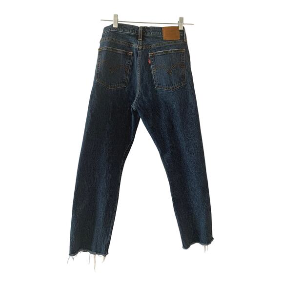 Levi's Wedgie Straight Button Fly Raw Hem Waterless Jean Women's Size 28 - Picture 2 of 12